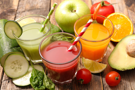 assorted fruit and vegetable juice