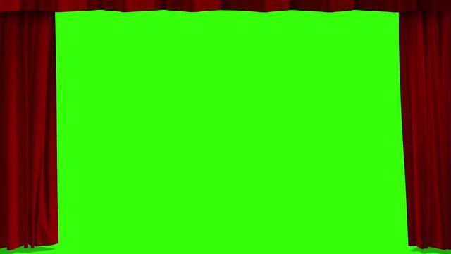 open red curtain movement background, with chroma key green screen