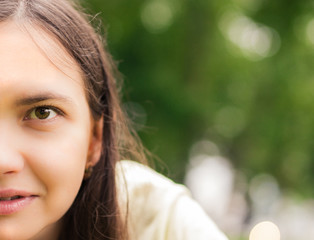 Fototapeta premium Closeup portrait of pretty young woman