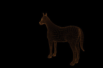 Horse in Hologram Wireframe Style. Nice 3D Rendering
