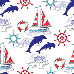 Nautical seamless pattern