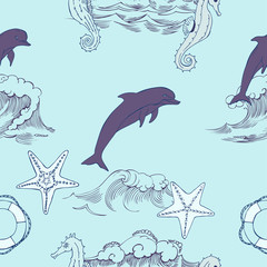 Nautical seamless pattern