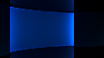 Dark blue background, Blue lighting. blue backlight wall. 3d. 3D rendering