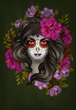 Woman with calavera makeup. Day of the Dead (Dia de los Muertos) concept