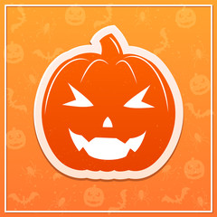 Flat pumpkin on orange background