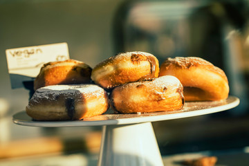 Vegan donuts on cakestand