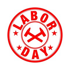 vector illustration with labor day badge and hammers background. Labor day label.Labor day badge.