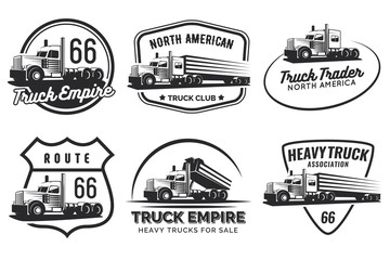 Set of classic heavy truck logo, emblems and badges.