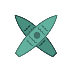 Crossed surfboards icon in flat style on a white background