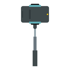 Smartphone on a selfie stick icon in flat style on a white background