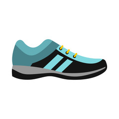 Blue sneaker icon in flat style on a white background