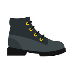 Gray boot icon in flat style on a white background