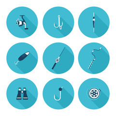 flat icons fishing