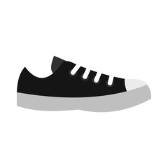 Black sneaker icon in flat style on a white background