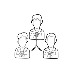 Office team icon in outline style on a white background