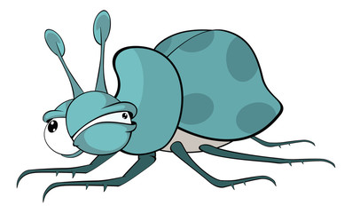  Illustration of a Funny Bug. Cartoon Character 