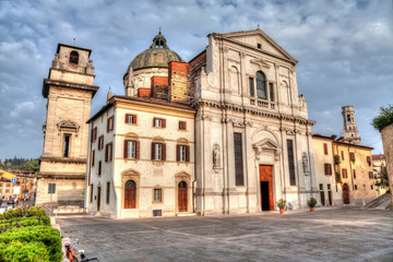 Fototapeta na wymiar Facade of the church San Giorgio in Braida, Verona, Veneto, Italy (with HDR-effect)