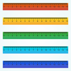 Set of colored rulers, vector illusration
