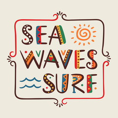 Sea Waves Surf-T-shirt summer design Vector