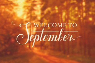Welcome to September vector background. - obrazy, fototapety, plakaty