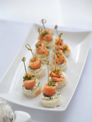 Canapes with salmon and bread