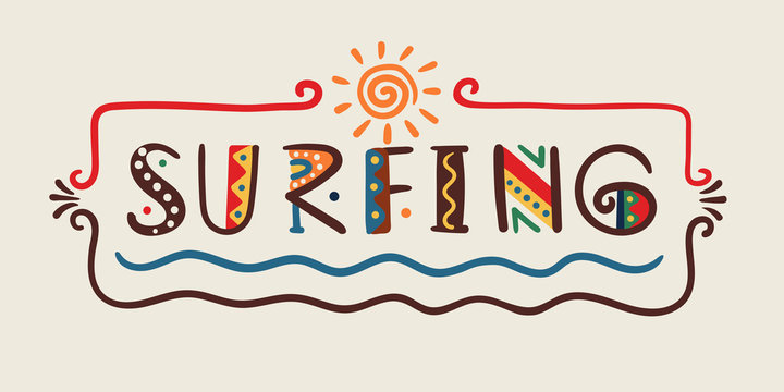 Surfing-word in ethnic african style T-shirt surf design