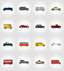 old retro transport flat icons vector illustration