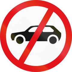 Road sign used in the African country of Botswana - Motorcars prohibited