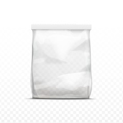 Vector White Vertical Sealed Empty Transparent Plastic Bag for Package Design  Close up Isolated on Transparent  Background