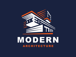 Fototapeta premium Logo emblem modern style house on dark background