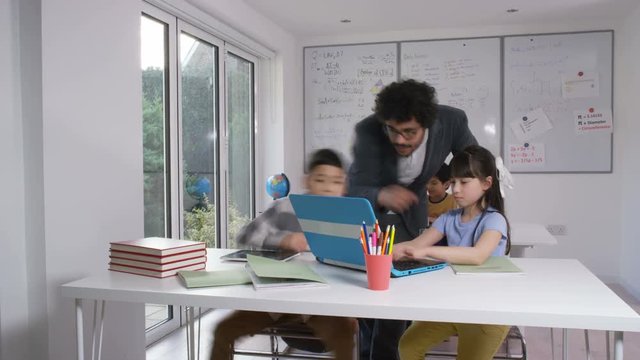  Time lapse of a typical school day - children & teacher together in classroom