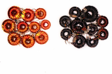 Good and bad magnetic coils. Shiny new electronic components bec