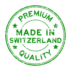 Grunge green premium quality and made in Switzerland rubber stamp