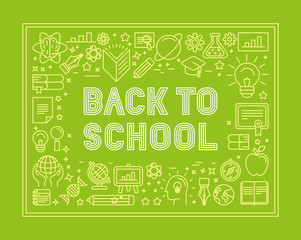 Vector back to school poster design in trendy linear style