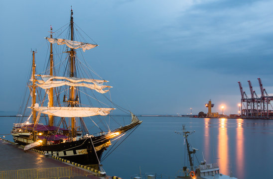 Odessa, Ukraine August 16, 2016 Italian Navy ship, Palinuro in the port