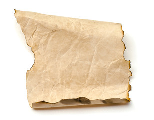 old paper sheet isolated on white