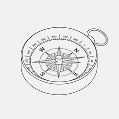 Compass Line Icon in Vector