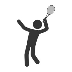 man playing tennis racket icon vector