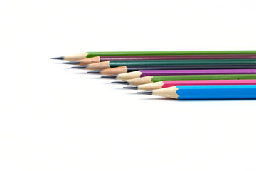 Line of color pencils.