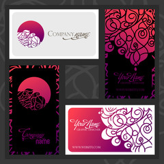 Colorful decorative design of business card with swirling waves