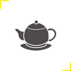 Teapot on plate icon