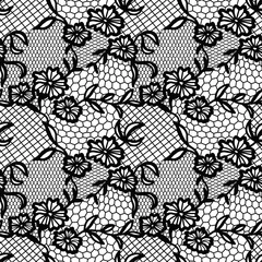 Behang Lace seamless pattern with flowers © comotomo