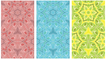 Seamless pattern set of color ornaments