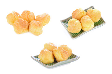 Eclair cream  on white background.