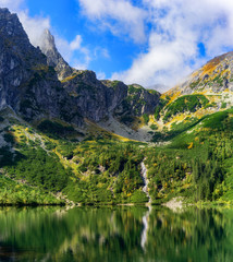 Mountain range above Morskie Oko Lake, Rybi Potok Valley, Tatra National Park, Poland