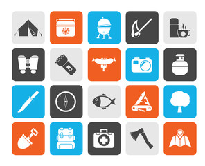 Silhouette Camping, travel and Tourism icons - vector icon set
