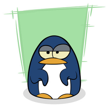 Cartoon Sad Cute Little Penguin