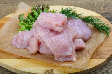 Raw sliced turkey