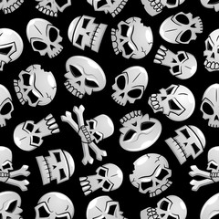 Halloween skeleton skulls seamless background