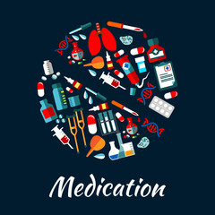 Medication poster with icons in pill shape